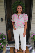 Pink Bloom Ruffle Top